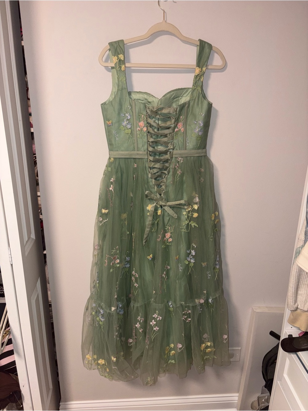 Women’s Floral Embroidered Corset Long Dress 8 NWOT - Picture 5 of 11